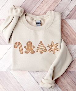 vintage christmas sweatshirt for women featuring gingerbread cookies design in sugar and spice theme for festive wear d2baa