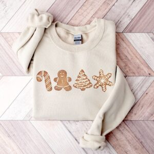 vintage christmas sweatshirt for women featuring gingerbread cookies design in sugar and spice theme for festive wear d2baa