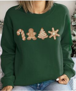 vintage christmas sweatshirt for women featuring gingerbread cookies design in sugar and spice theme for festive wear tabod