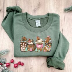 vintage christmas sweatshirt for women featuring gingerbread design and festive coffee theme in comfortable fabric p2ckp scaled