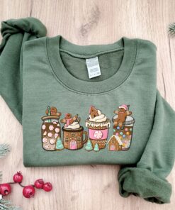 vintage christmas sweatshirt for women featuring gingerbread design and festive coffee theme in comfortable fabric p2ckp scaled