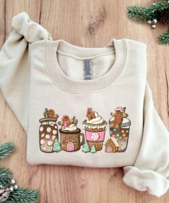 vintage christmas sweatshirt for women featuring gingerbread design and festive coffee theme in comfortable fabric yml2s scaled