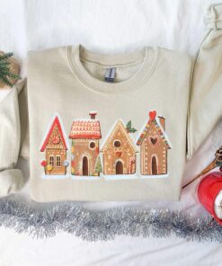 vintage christmas sweatshirt for women featuring gingerbread house design casual crewneck holiday apparel 2hzyk scaled