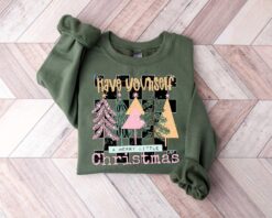 Vintage Christmas Sweatshirt for Women Featuring Have Yourself A Merry Little Christmas Design in Comfort Colors for Holiday Apparel