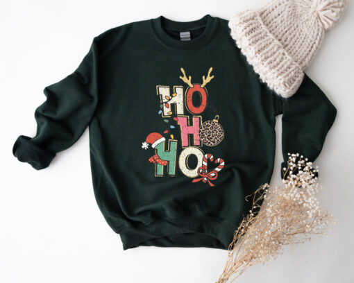 vintage christmas sweatshirt for women featuring ho ho ho design retro crewneck style trendy xmas apparel