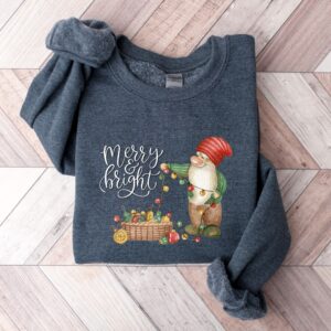 vintage christmas sweatshirt for women featuring merry and bright gnome design comfortable crewneck style for winter wear xqhbo