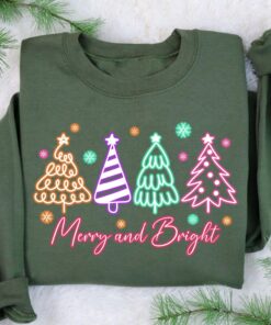 vintage christmas sweatshirt for women featuring neon christmas tree design and merry christmas crewneck style dw9ng scaled