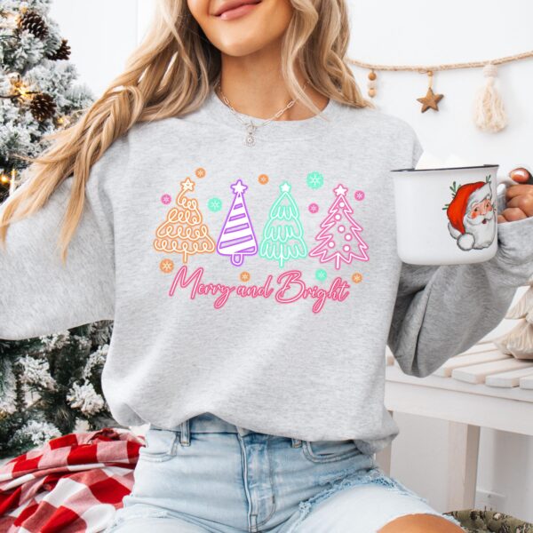 vintage christmas sweatshirt for women featuring neon christmas tree design and merry christmas crewneck style g5cs0 scaled