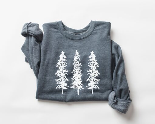 vintage christmas sweatshirt for women featuring pine trees minimalist design holiday crewneck ideal for festive occasions negec