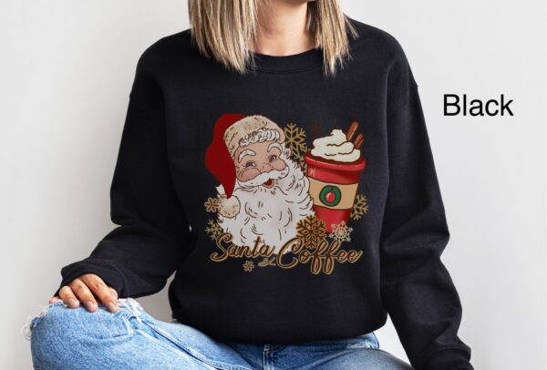 vintage christmas sweatshirt for women featuring retro santa and coffee design ideal for coffee lovers during the holiday season hp0rf