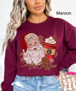 vintage christmas sweatshirt for women featuring retro santa and coffee design ideal for coffee lovers during the holiday season ibdjb