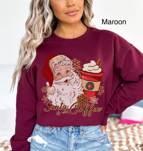 vintage christmas sweatshirt for women featuring retro santa and coffee design ideal for coffee lovers during the holiday season ibdjb