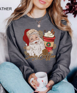 vintage christmas sweatshirt for women featuring retro santa and coffee design ideal for coffee lovers during the holiday season kxzct