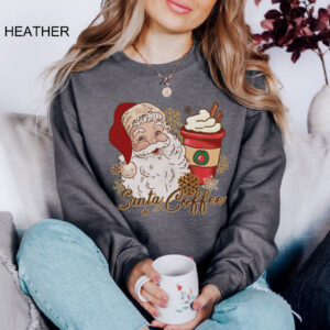 vintage christmas sweatshirt for women featuring retro santa and coffee design ideal for coffee lovers during the holiday season kxzct