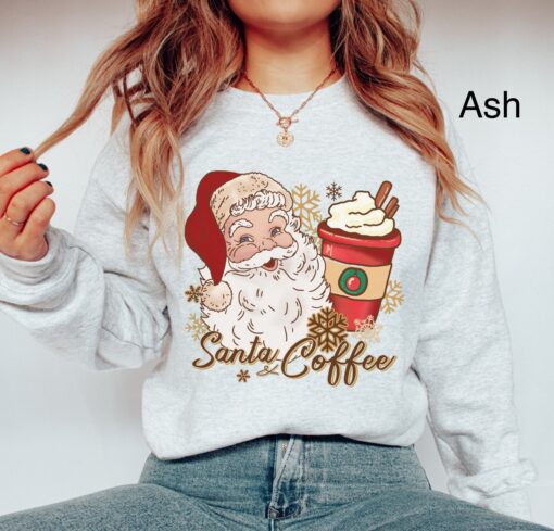 vintage christmas sweatshirt for women featuring retro santa and coffee design ideal for coffee lovers during the holiday season nsfyj