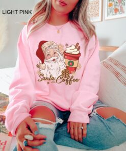 vintage christmas sweatshirt for women featuring retro santa and coffee design ideal for coffee lovers during the holiday season rtodt