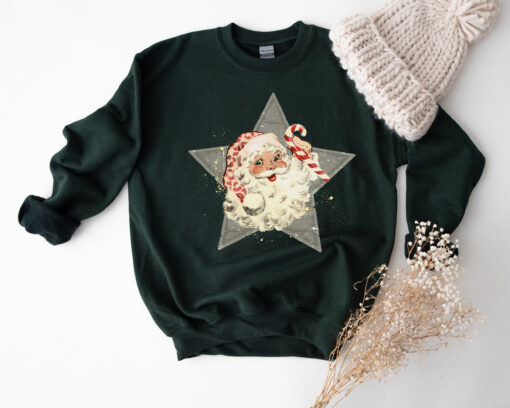 vintage christmas sweatshirt for women featuring retro santa design in classic crewneck style perfect for holiday celebrations e3rkr