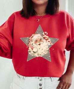 vintage christmas sweatshirt for women featuring retro santa design in classic crewneck style perfect for holiday celebrations gd5gt