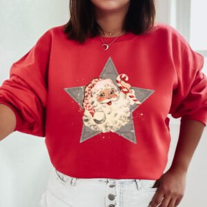 vintage christmas sweatshirt for women featuring retro santa design in classic crewneck style perfect for holiday celebrations gd5gt