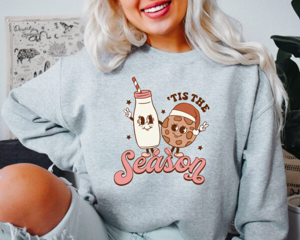 vintage christmas sweatshirt for women featuring retro xmas cookies design and comfortable crewneck style aiopv