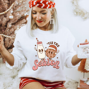 vintage christmas sweatshirt for women featuring retro xmas cookies design and comfortable crewneck style moqkv