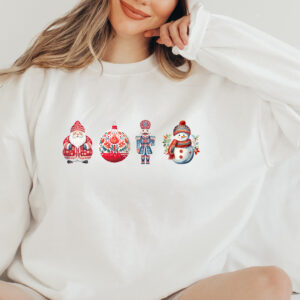 vintage christmas sweatshirt for women featuring santa and snowman designs comfortable holiday apparel for seasonal celebrations bcsg7