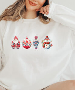 vintage christmas sweatshirt for women featuring santa and snowman designs comfortable holiday apparel for seasonal celebrations bcsg7 scaled