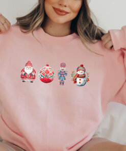 vintage christmas sweatshirt for women featuring santa and snowman designs comfortable holiday apparel for seasonal celebrations snp3r scaled