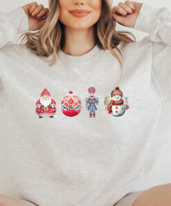 vintage christmas sweatshirt for women featuring santa and snowman designs comfortable holiday apparel for seasonal celebrations wsa8z scaled