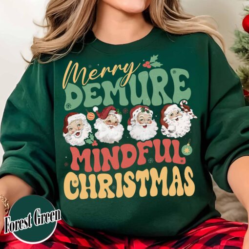 vintage christmas sweatshirt for women featuring santa clause design and mindful message perfect for holiday celebrations and festive gatherings 8fsww