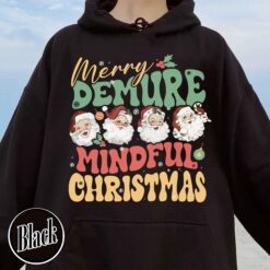 vintage christmas sweatshirt for women featuring santa clause design and mindful message perfect for holiday celebrations and festive gatherings vxsuu