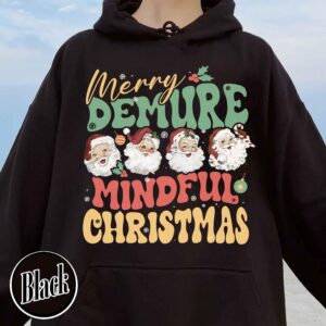 vintage christmas sweatshirt for women featuring santa clause design and mindful message perfect for holiday celebrations and festive gatherings vxsuu