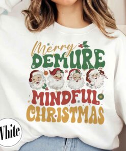 vintage christmas sweatshirt for women featuring santa clause design and mindful message perfect for holiday celebrations and festive gatherings wxoaa