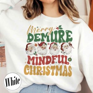 vintage christmas sweatshirt for women featuring santa clause design and mindful message perfect for holiday celebrations and festive gatherings wxoaa