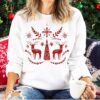 Vintage Christmas Sweatshirt for Women Featuring Scandinavian Design and Nordic Folk Art Reindeer Pattern