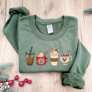 vintage christmas sweatshirt for women funny christmas shirt with coffee design comfortable holiday apparel 2pppk