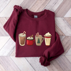 vintage christmas sweatshirt for women funny christmas shirt with coffee design comfortable holiday apparel 4fykw