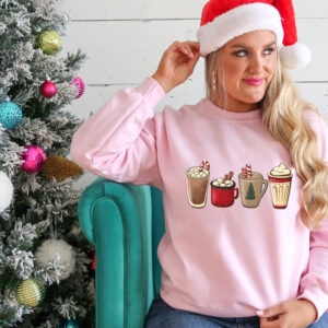 vintage christmas sweatshirt for women funny christmas shirt with coffee design comfortable holiday apparel 79hlw