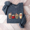 Vintage Christmas Sweatshirt for Women  Funny Christmas Shirt with Coffee Design  Comfortable Holiday Apparel