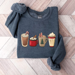 Vintage Christmas Sweatshirt for Women  Funny Christmas Shirt with Coffee Design  Comfortable Holiday Apparel