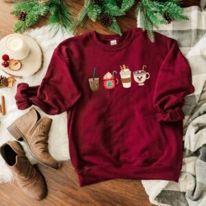 vintage christmas sweatshirt for women funny christmas shirt with coffee design comfortable holiday apparel hvbne