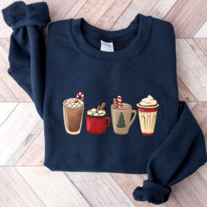 vintage christmas sweatshirt for women funny christmas shirt with coffee design comfortable holiday apparel vtlil