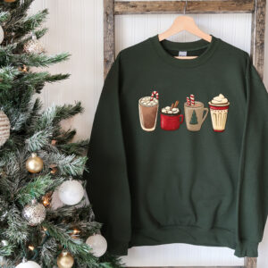 vintage christmas sweatshirt for women funny christmas shirt with coffee design comfortable holiday apparel wbtg4