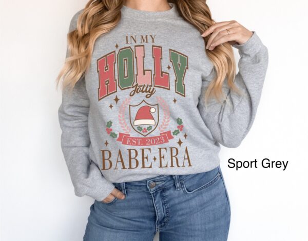 vintage christmas sweatshirt for women funny holiday shirt oversized in my holly jolly babe era cute teen xmas top 2024 cyst9