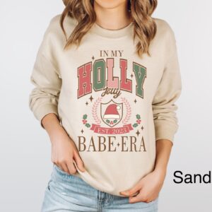 vintage christmas sweatshirt for women funny holiday shirt oversized in my holly jolly babe era cute teen xmas top 2024 v4nbb