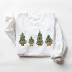 Vintage Christmas Sweatshirt for Women  Funny Winter Crewneck with Christmas Tree Design  Comfortable Holiday Apparel