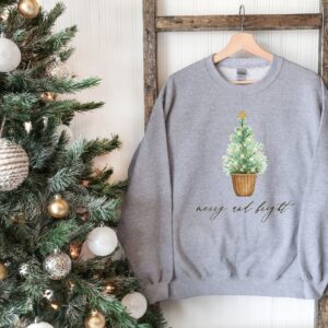 vintage christmas sweatshirt for women merry and bright crewneck winter apparel with festive tree design 1r7oa