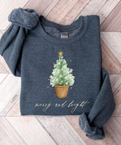 vintage christmas sweatshirt for women merry and bright crewneck winter apparel with festive tree design eozrn