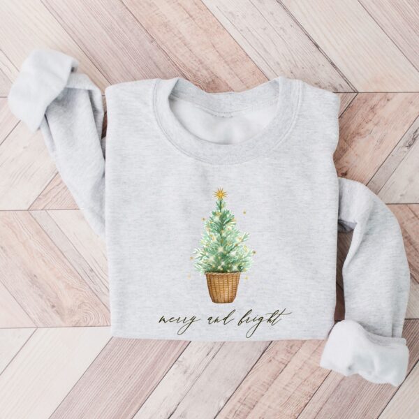 vintage christmas sweatshirt for women merry and bright crewneck winter apparel with festive tree design tyfys