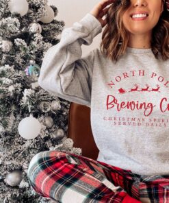 vintage christmas sweatshirt for women north pole brewing co crewneck holiday top for parties and festive gatherings pohop